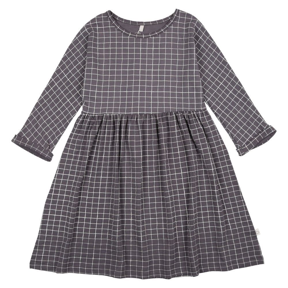 Pouf Baby's Grid Dress 3/4 Sleeve